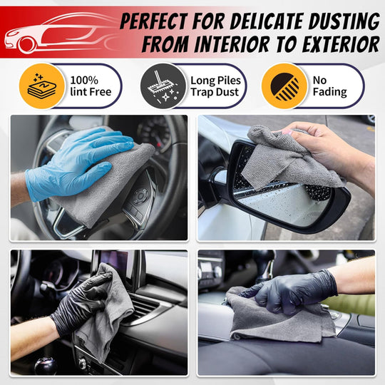 50-Pack Microfiber Cleaning Towels for Automotive and Household Cleaning