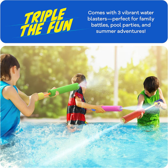 3-Pack Water Guns for Kids – Outdoor Pool & Backyard Play Use – Squirt Blaster Toys for Summer Games – Fun Water Toys for Boys & Girls