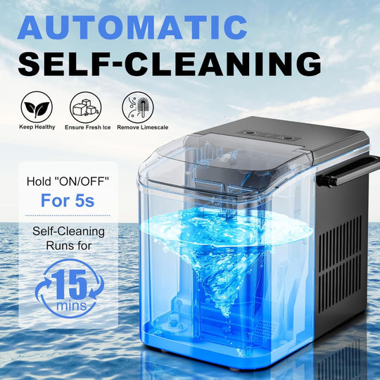 Countertop Ice Maker - Portable Ice Machine - Fast Ice Production with Auto Cleaning