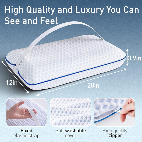 Memory Foam Travel Pillow – Contoured Medium-Firm Support for Sleeping – Lightweight & Compact Use for Airplanes, Camping, Car & Backpacking – Breathable, Washable Cover – Toddler & Kids Friendly