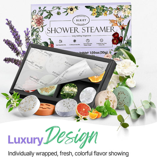 8-Pack Shower Steamers – Aromatherapy Bath Bombs – Shower Relaxation Use – Home Spa Self Care – Essential Oil Infused Tablets