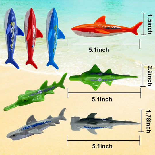 6-Piece Diving Pool Toy Set – Shark Dive Toys for Kids – Hammerhead & Sawshark Sinking Figures – Underwater Play & Pool Fun
