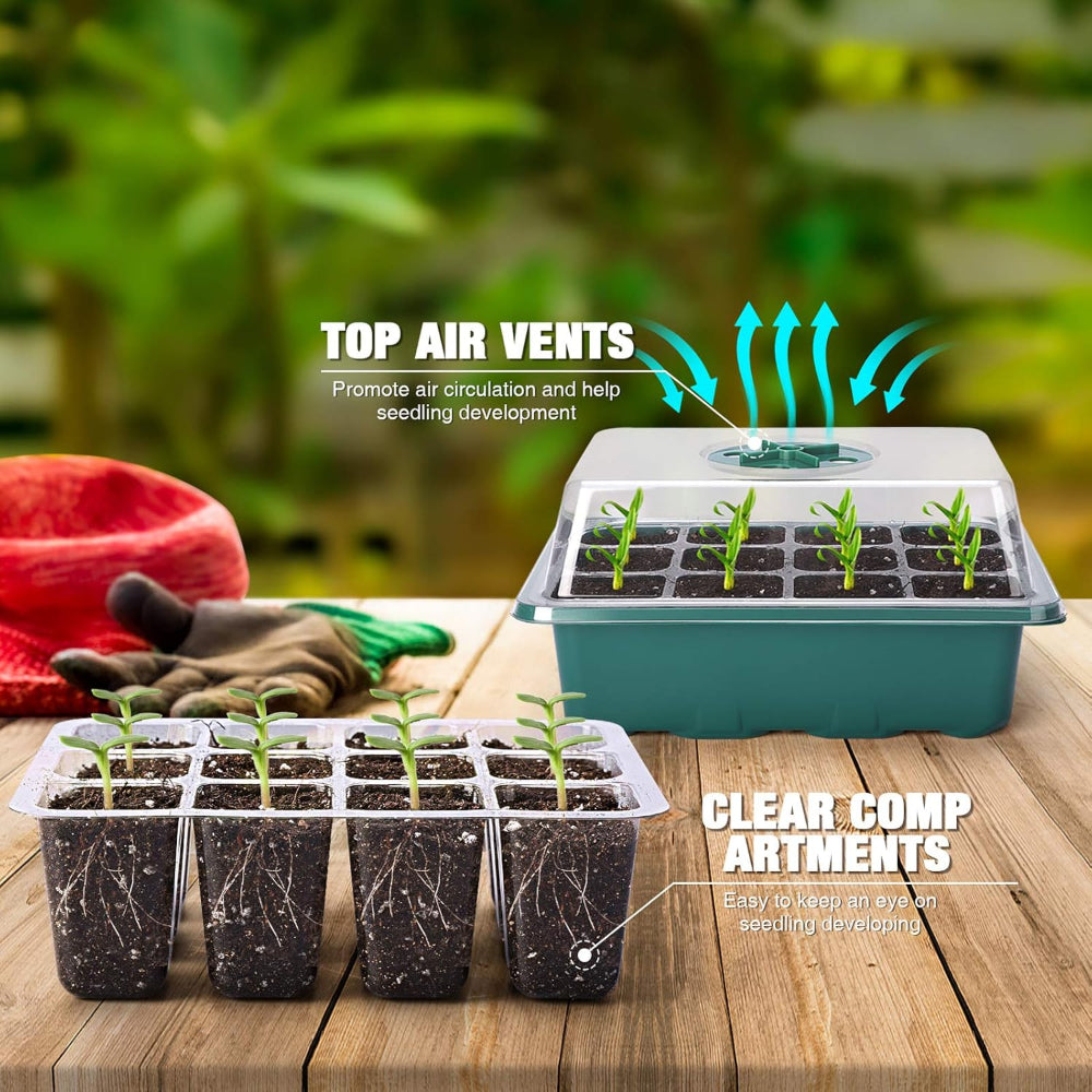 Seed Starter Kit with Trays - Adjustable Humidity Seedling Germination ...
