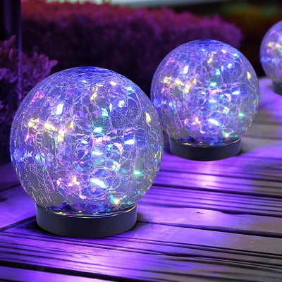 2 Pack Solar Globe Lights - Cracked Glass Ball Lights