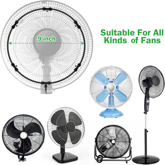 Outdoor Misting Fan Kit with Brass Nozzles for Patio, Backyard, and Garden Cooling