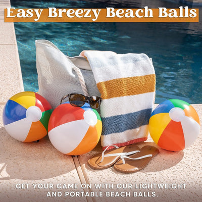 12 Pack Rainbow Beach Balls, 12" Inflatable Swimming Pool Toys