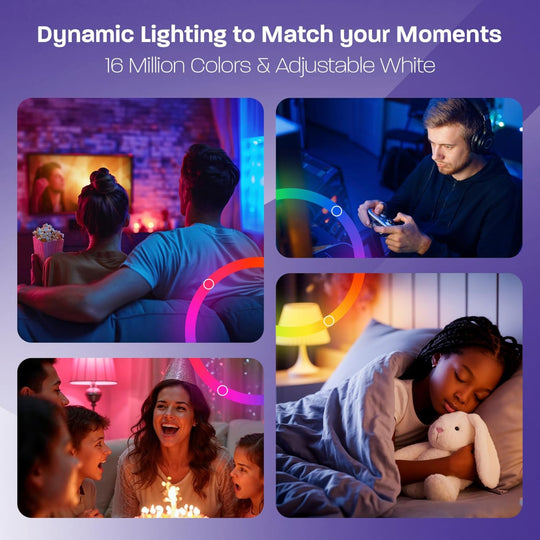 4-Pack Smart Light Bulbs - Color Changing Wi-Fi LED Bulbs - Compatible with Alexa and Google Home