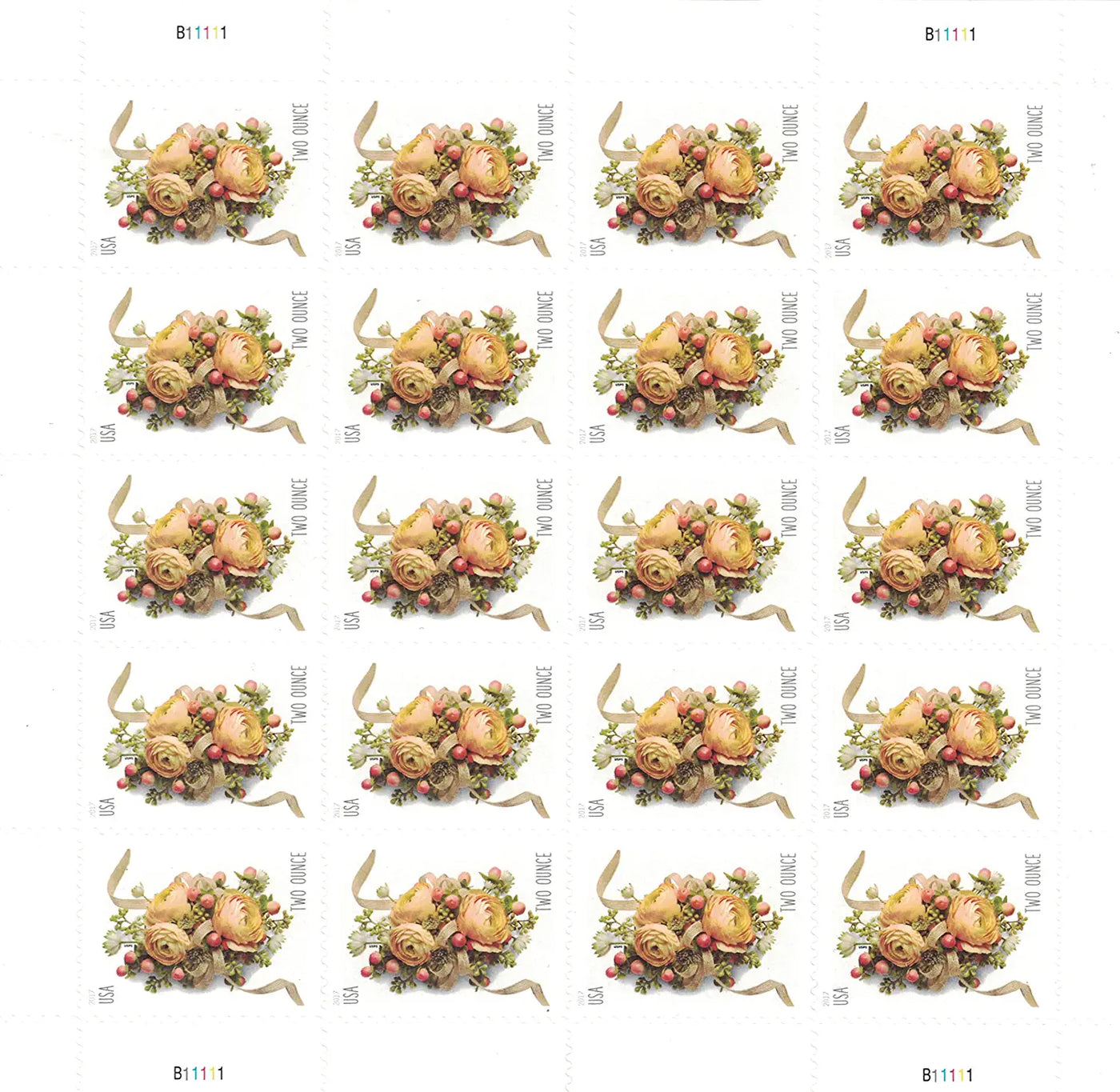 USPS Celebration Corsage Two Ounce 2017 Forever Stamps - Booklet of 20 Postage Stamps - For Birthdays, Weddings, Anniversaries, and Other Celebrations