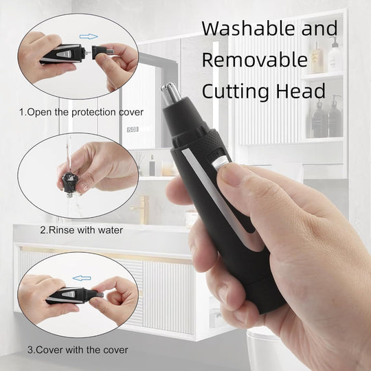 Ear Nose Hair Trimmer - Battery Operated Waterproof Dual Edge Grooming Tool for Men and Women