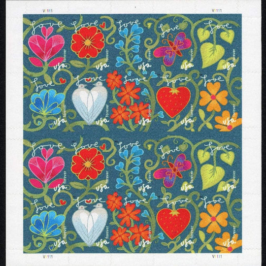 Garden of Love USPS First-Class Mail Forever Postage Stamps - Sheet of 20