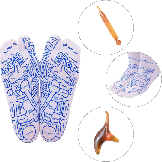Women’s Reflexology Socks Set – Foot Massage Socks with Trigger Point Tool for Pain Relief