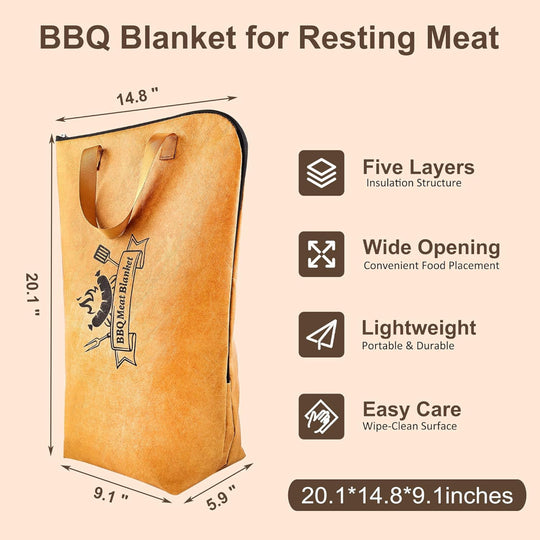 5 Piece BBQ Grill Accessories Set with Meat Resting Blanket and Heavy Duty Spatula