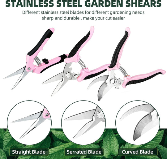 3-Pack Garden Pruning Shears – Stainless Steel Gardening Shears, Scissors, Clippers & Snips for Yard and Garden