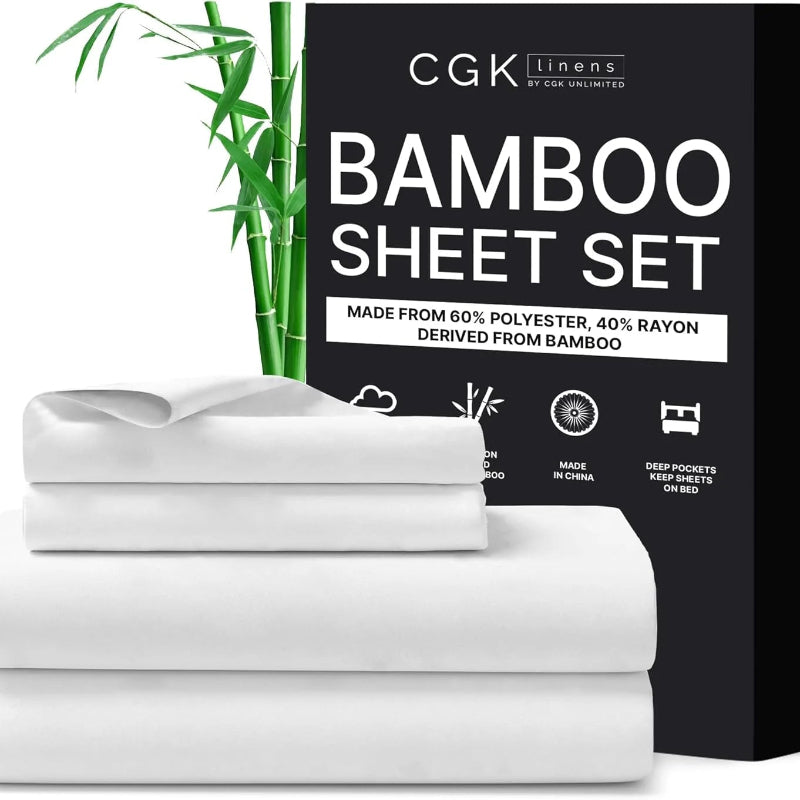 4 Piece Deep Pocket Cooling Sheet Set from Bamboo Rayon