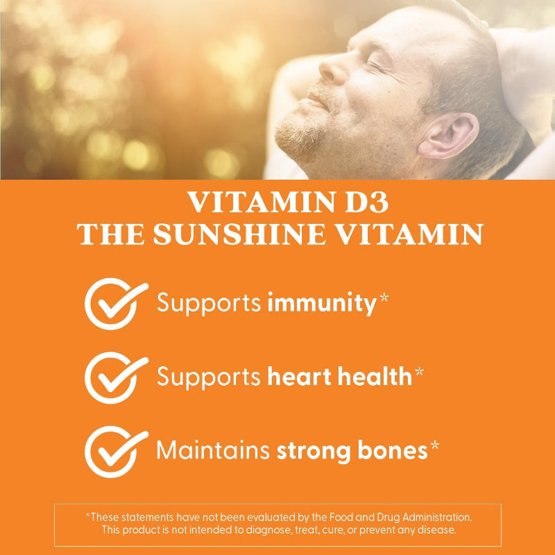 Vitamin D3 2000 IU, 180 Count, Supports Bones, Teeth, Heart, and Immune Health