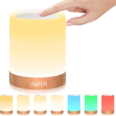 Rechargeable Dimmable Night Light Touch Lamp with Warm White Light & Color Changing RGB