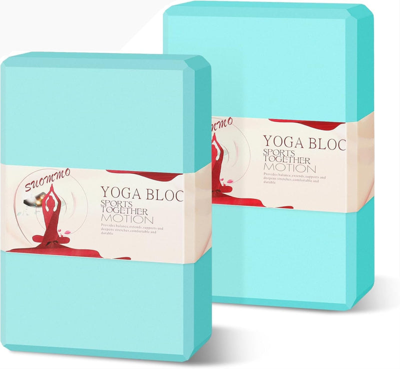  2 Pack Yoga Blocks - Premium EVA Foam, Non-Slip, Lightweight, Durable for Balance & Poses