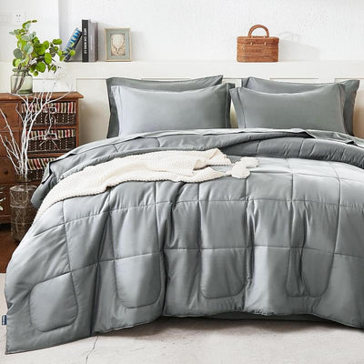 7 Piece Queen Comforter Bed In A Bag Set with Sheets