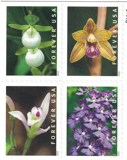 USPS Wild Orchids 2020 Forever Stamps - Booklet of 20 Postage Stamps