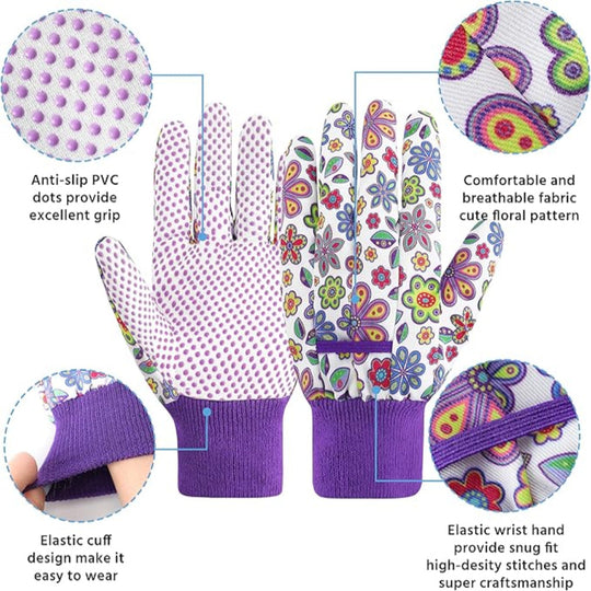 4-Pack Women’s Gardening Gloves – Soft Floral Garden Gloves, Cute and Comfortable for Yard & Planting