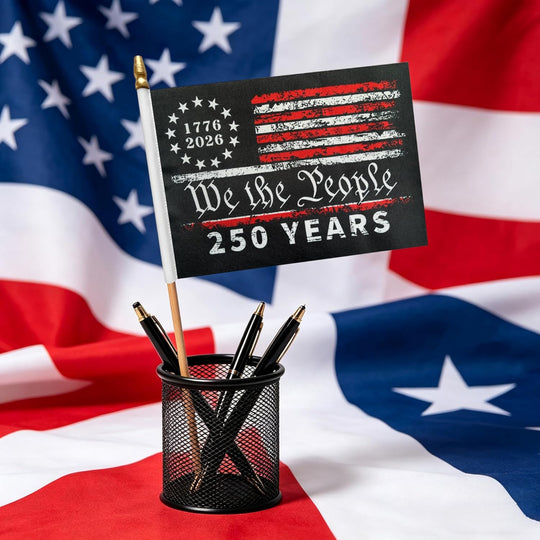 12-Pack USA 250th Anniversary Handheld American Flags - Patriotic Stick Flags