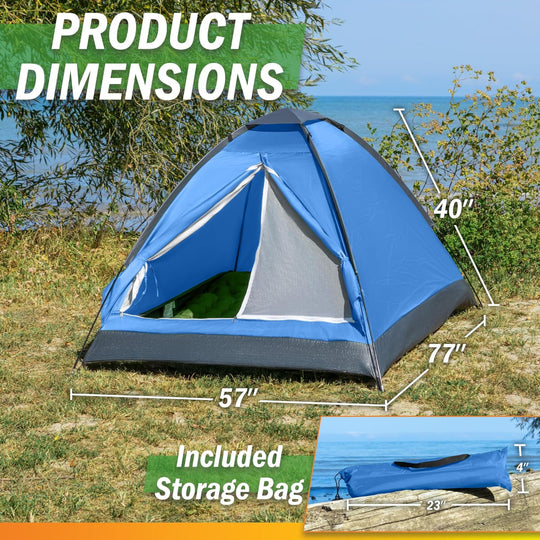 2 Person Camping Tent - Lightweight Pop-Up Outdoor Tent with Rain Fly and Carry Bag