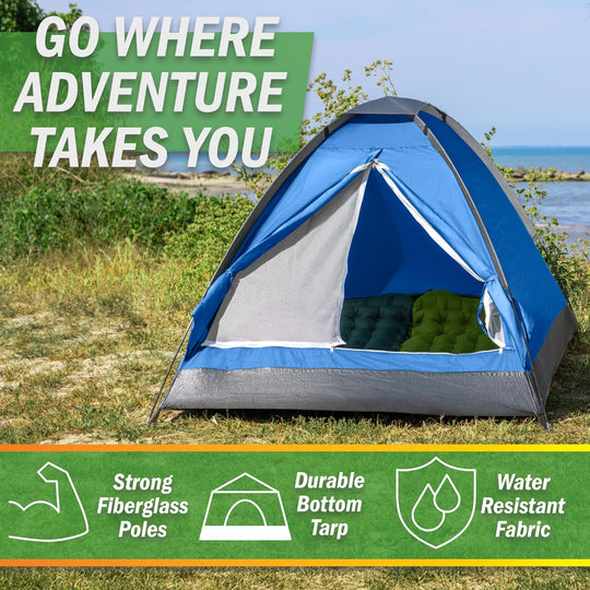 2 Person Camping Tent - Lightweight Pop-Up Outdoor Tent with Rain Fly and Carry Bag