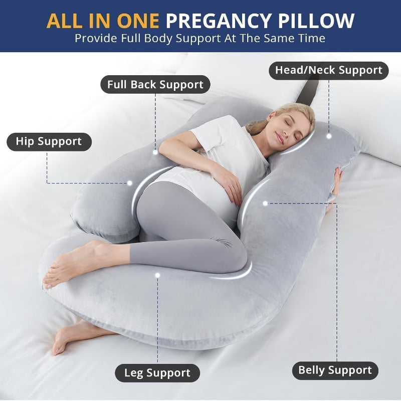 U-Shaped Pregnancy Pillow for Sleeping, Full Body Maternity Pillow for Side Sleepers