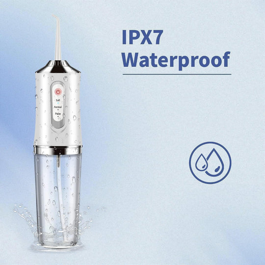Cordless Water Dental Flosser – Rechargeable Teeth Cleaner with 3 Modes & 4 Jets, IPX7 Waterproof Oral Irrigator for Travel, Home & Braces