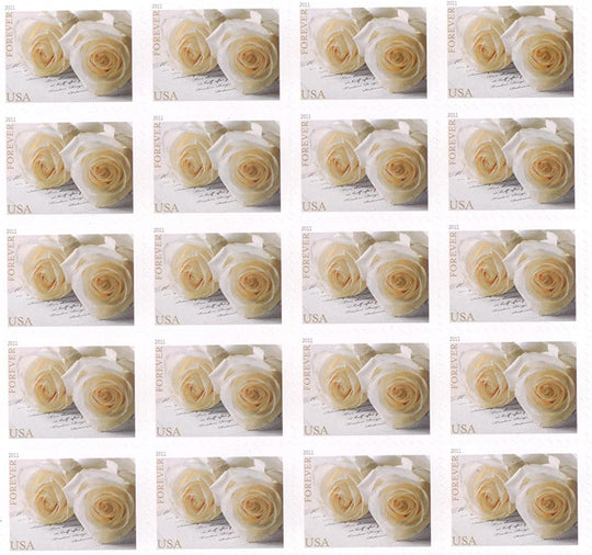 USPS Wedding Roses 2011 Forever Stamps - Book of 20 Postage Stamps
