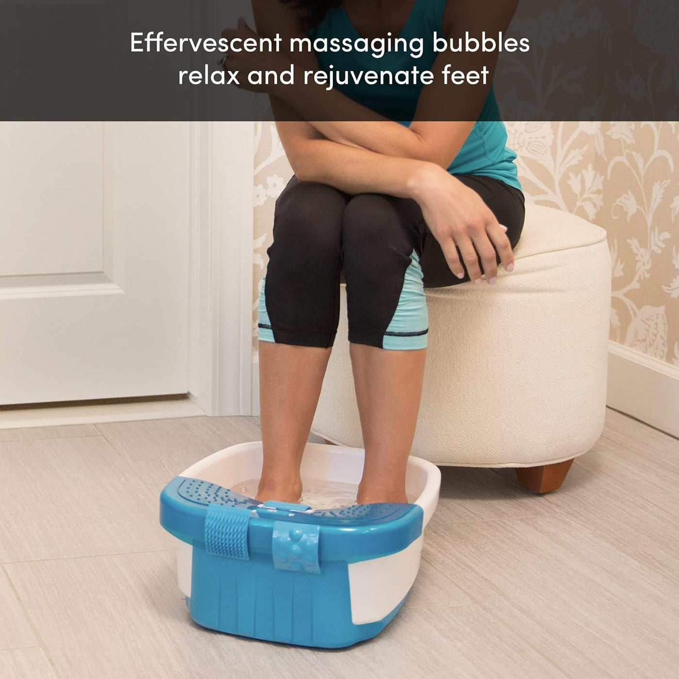 Bubble Bliss Deluxe Foot Spa with Heat Massaging Arch, 3 Acupressure Attachments, Splash Guard, Raised Nodes Creates Bubbles