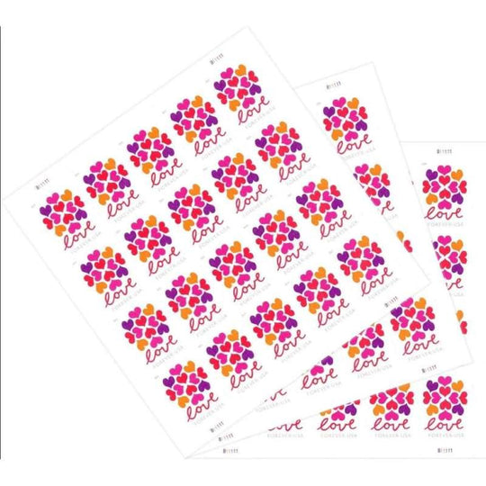 USPS HEARTS BLOSSOM LOVE 2019 Forever Stamps - Sheet of 20 Postage Stamps