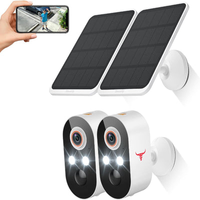 1080p Wireless Security Camera with Solar Panel, AI Human Detection, 2-way Talk, Night Vision, 2.4G WiFi