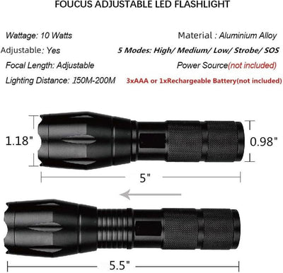 2 Pack Tactical Flashlights Torch, Military Grade High Lumens Led Waterproof Handheld Flashlight