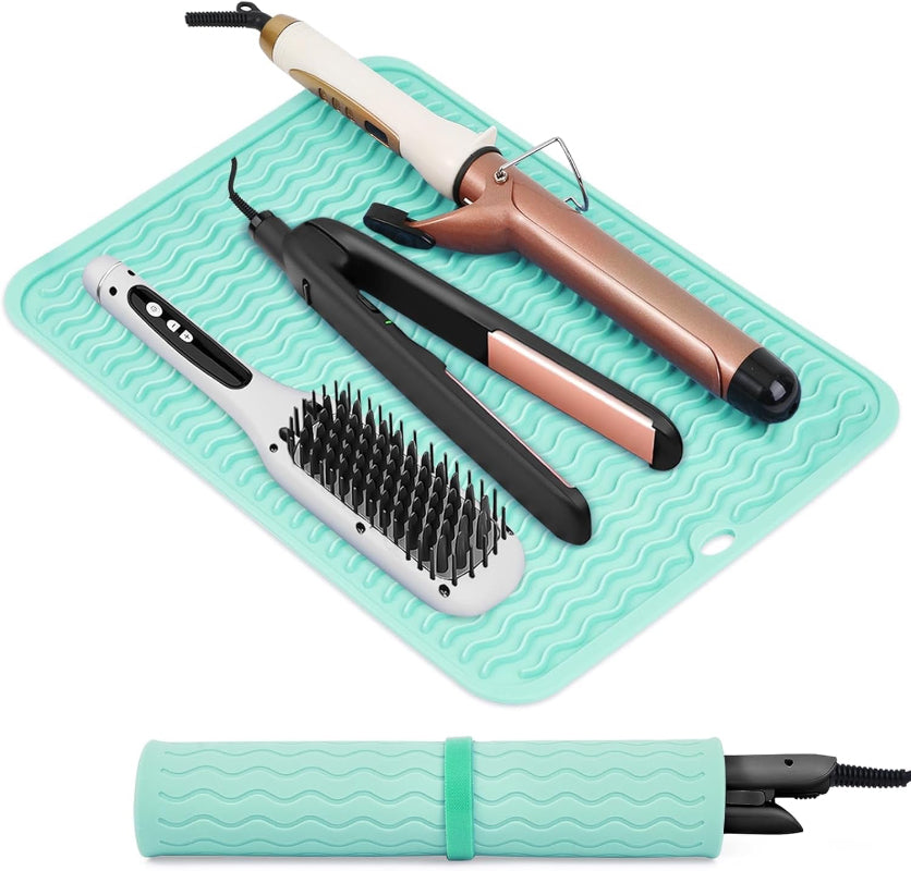 Oversized Silicone Heat Resistant Mat with Velcro for Curling Irons and Styling Tools