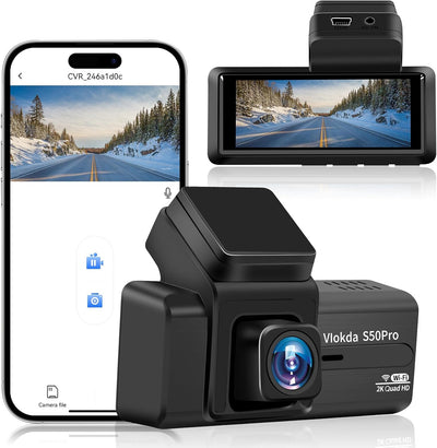 2K Front Dash Cam with Built-in WiFi - QHD 1440P with Super Night Vision, G-Sensor, 24Hr Parking, 170°Wide Angle, Loop Recording