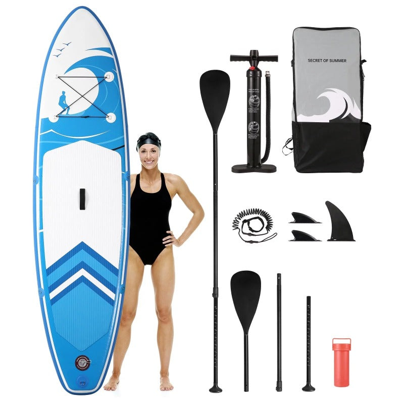 10' Inflatable Paddle Board - Stand up Paddle Board - 6 In.Thick Board, Carry Bag Pump & Accessories