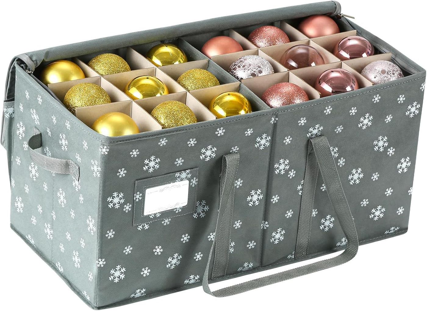 Large Christmas Ornament Storage Container Box with Zipper Closure