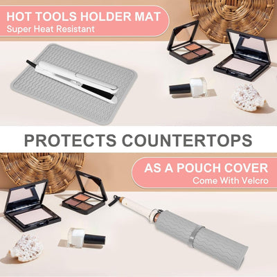 Oversized Silicone Heat Resistant Mat with Velcro for Curling Irons and Styling Tools