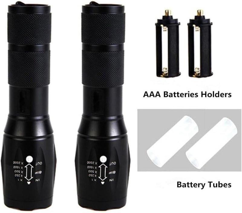 2 Pack Tactical Flashlights Torch, Military Grade High Lumens Led Waterproof Handheld Flashlight