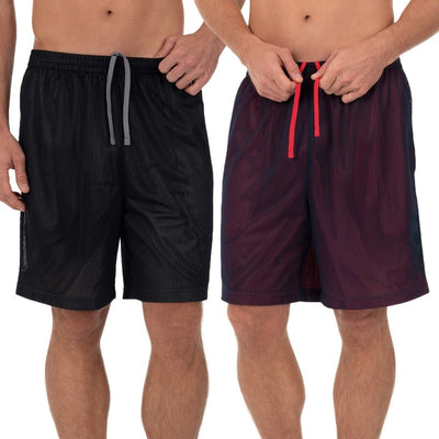 2 Pack Men's 8" Active Grid Mesh Drawstring Shorts