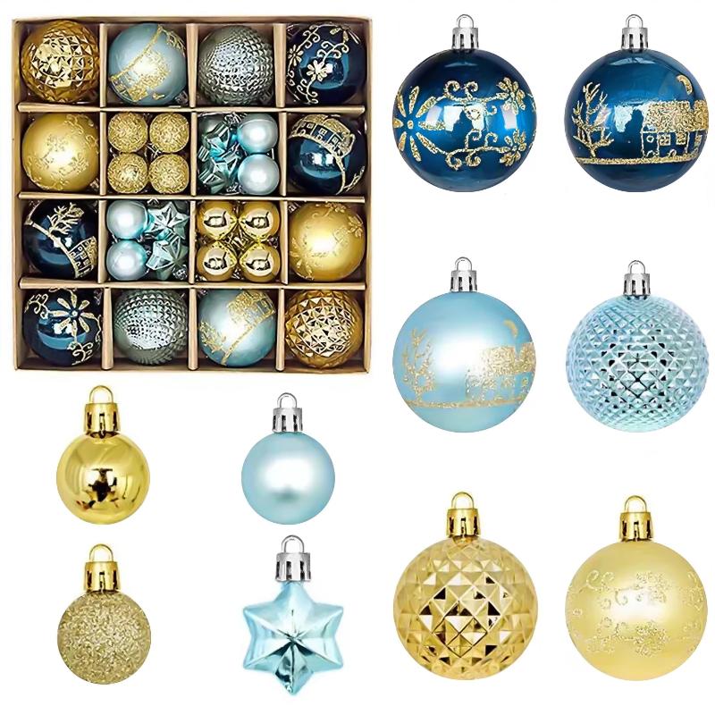 44 Piece Christmas Ornament Set - Holiday Tree Decor