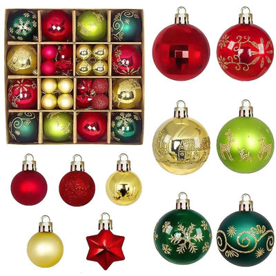 44 Piece Christmas Ornament Set - Holiday Tree Decor