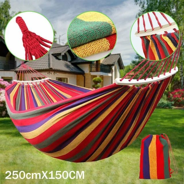 Double Hammock for 2 People with Anti-Roll Balance Beam and Carrying Bag