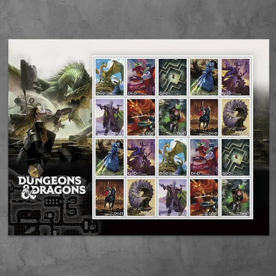 Dungeons & Dragons Forever USPS Postage Stamps - 1 Sheet of 20