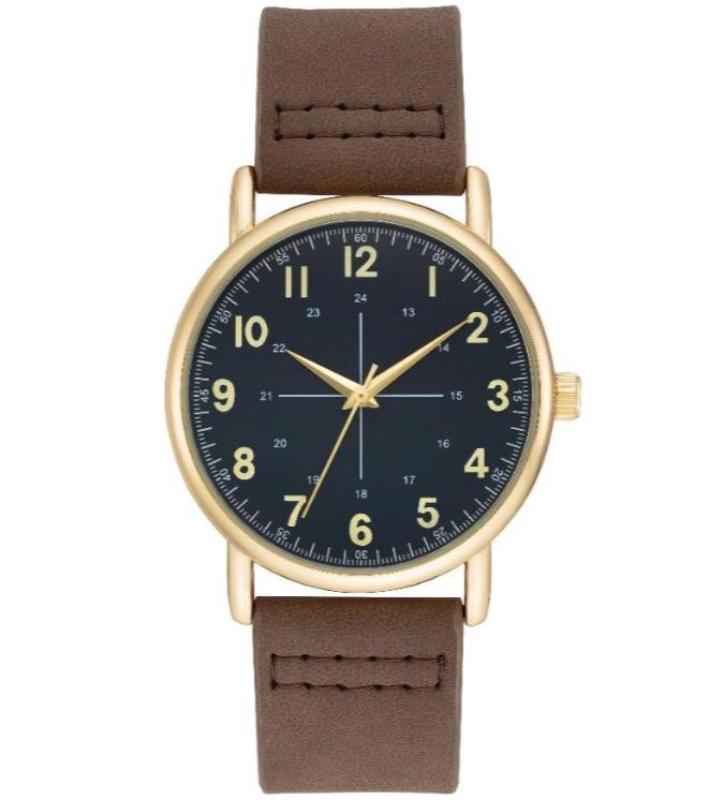 Men's Brown Strap Gold Tone Wrist Watch