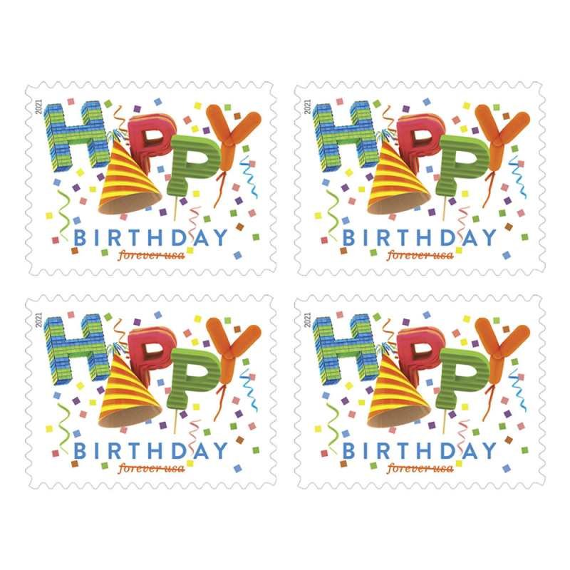 USPS Happy Birthday Forever Stamps 2021 - Sheet of 20 Postage Stamps