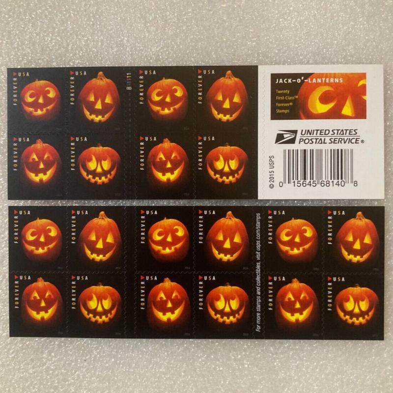 USPS Jack-O‘-Lanterns - Booklet of 20 First Class Forever Stamps