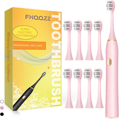 Sonic Electric Rechargeable Toothbrush With 8 Brush Heads, and 4 Modes