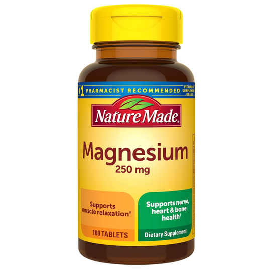 100-Tablet Magnesium Oxide Supplement – 250 mg Tablets for Men & Women – Muscle, Heart, Bone & Nerve Health Support, 100-Day Supply
